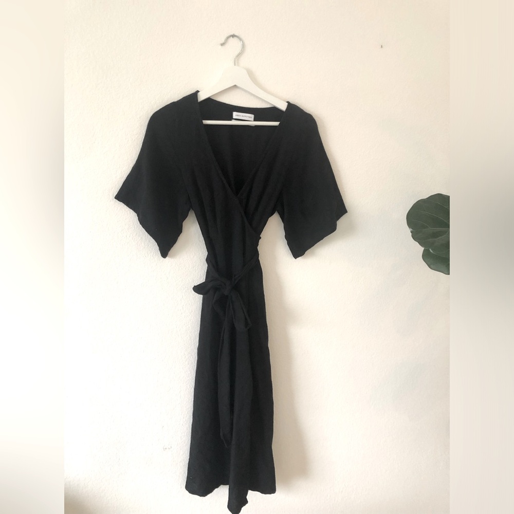 Urban Outfitters 100% Cotton Blend Wrap Midi Dress Black Small